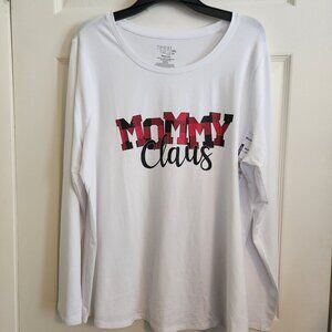 Time and Tru Mommy Claus Maternity Long Sleeve Tee Shirt Christmas XXL (20) NWT